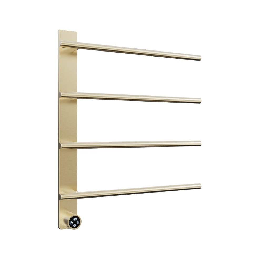 English Elm Brushed Gold 4 Bar Towel Warmer Wall Mount Stainless Steel with Smart Touch Timer T3177P531155