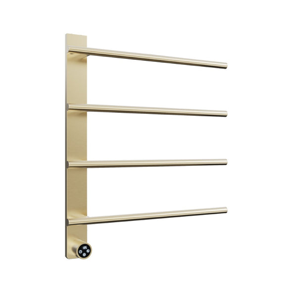 English Elm Brushed Gold 4 Bar Towel Warmer Wall Mount Stainless Steel with Smart Touch Timer T3177P531155
