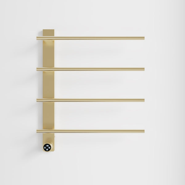 English Elm Brushed Gold 4 Bar Towel Warmer Wall Mount Stainless Steel with Smart Touch Timer T3177P531155