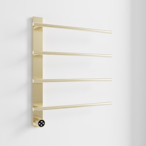 English Elm Brushed Gold 4 Bar Towel Warmer Wall Mount Stainless Steel with Smart Touch Timer T3177P531155
