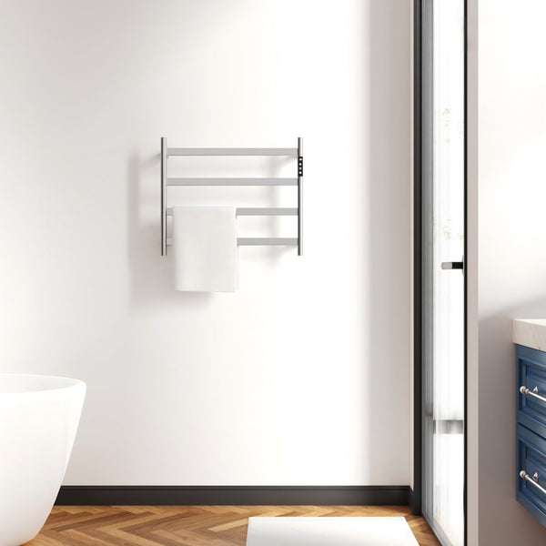 English Elm 22.5 Inch Brushed Nickel 4 Bar Towel Warmer with Touchscreen Timer for Bathrooms T3177P531167