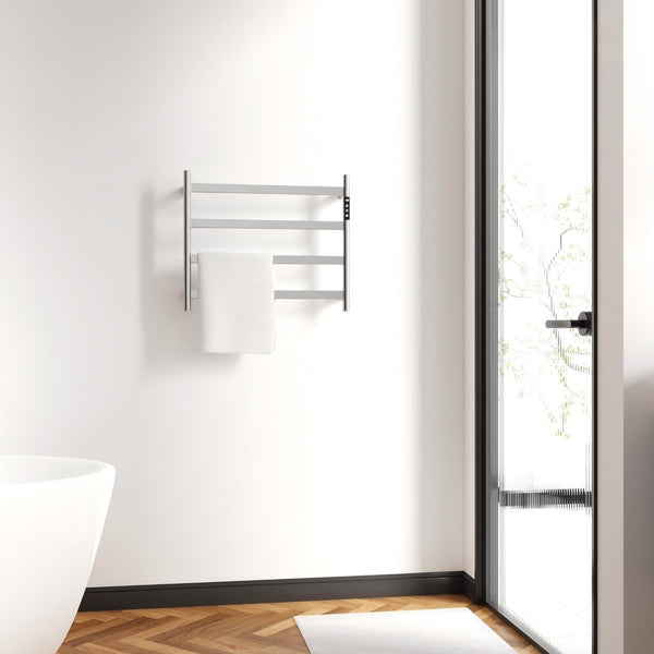 English Elm 22.5 Inch Brushed Nickel 4 Bar Towel Warmer with Touchscreen Timer for Bathrooms T3177P531167