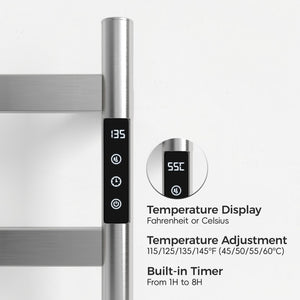 English Elm 22.5 Inch Brushed Nickel 4 Bar Towel Warmer with Touchscreen Timer for Bathrooms T3177P531167