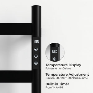 English Elm 22.5 Inch Polished Black Stainless Steel Towel Warmer with Touchscreen Timer for Bathroom T3177P531170