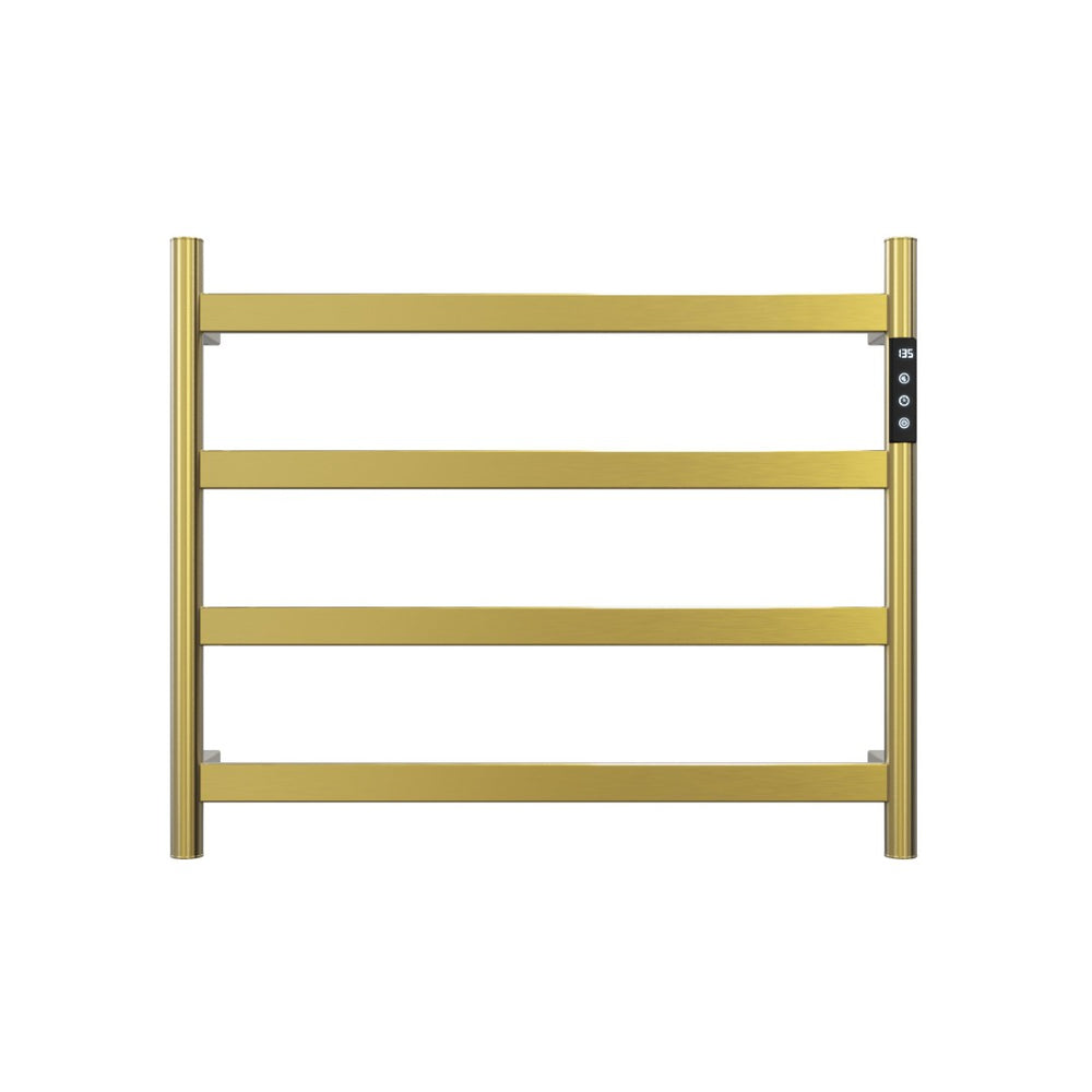 English Elm 22.5 Inch Brushed Gold 4 Bar Towel Warmer with Touchscreen Timer and Stainless Steel Build T3177P531176
