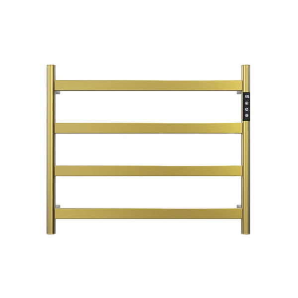 English Elm 22.5 Inch Brushed Gold 4 Bar Towel Warmer with Touchscreen Timer and Stainless Steel Build T3177P531176