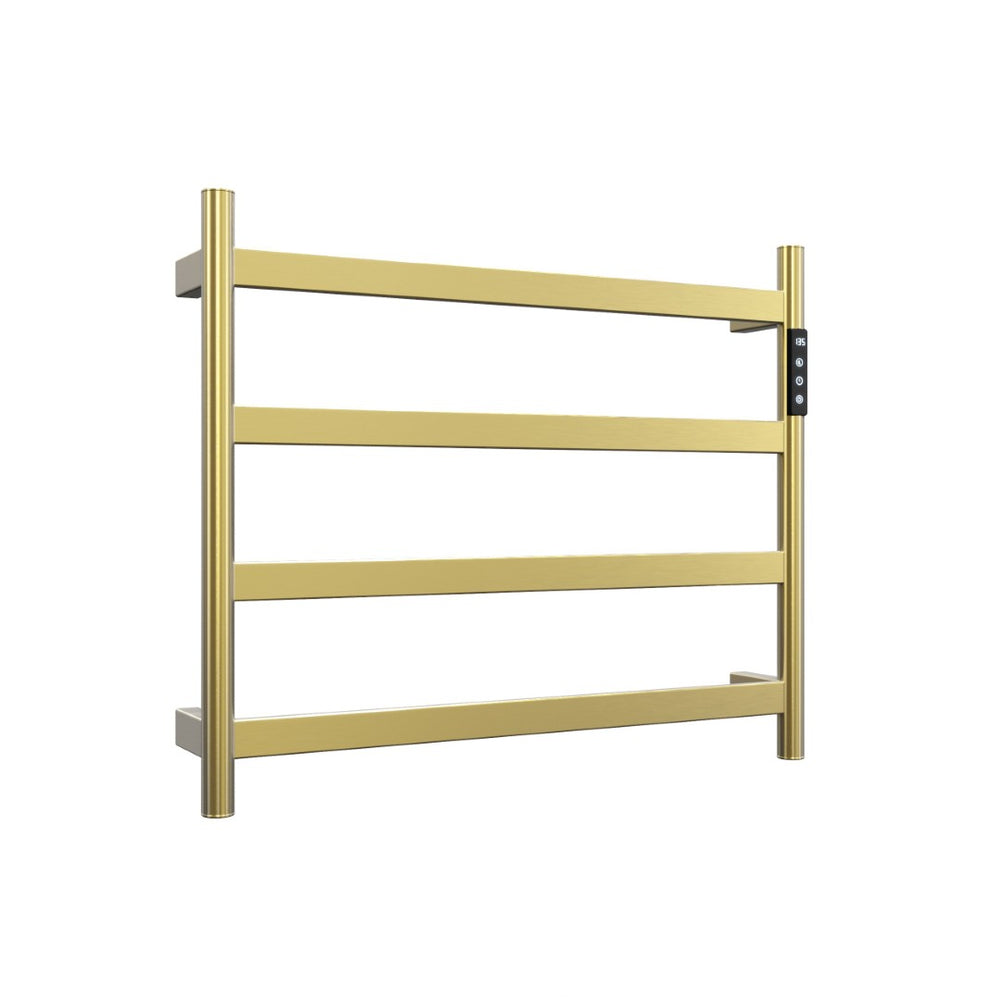 English Elm 22.5 Inch Brushed Gold 4 Bar Towel Warmer with Touchscreen Timer and Stainless Steel Build T3177P531176