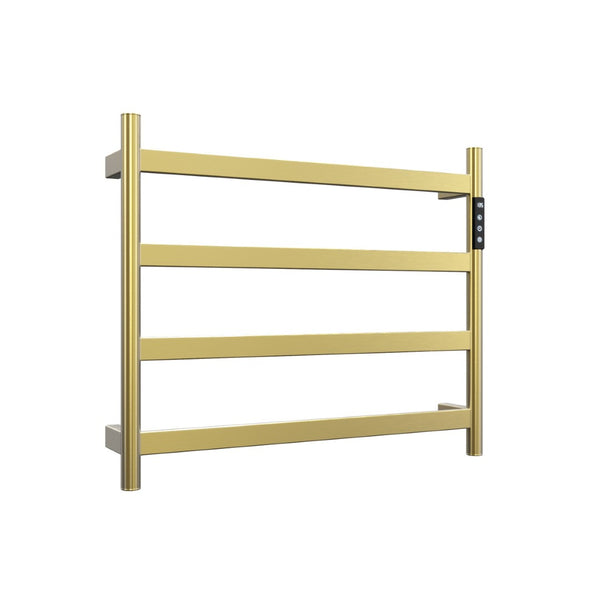 English Elm 22.5 Inch Brushed Gold 4 Bar Towel Warmer with Touchscreen Timer and Stainless Steel Build T3177P531176