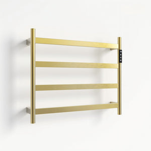 English Elm 22.5 Inch Brushed Gold 4 Bar Towel Warmer with Touchscreen Timer and Stainless Steel Build T3177P531176