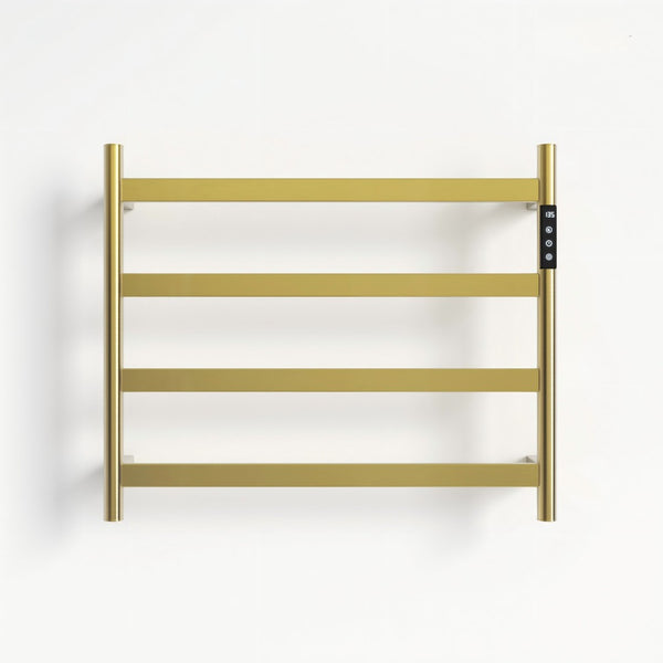 English Elm 22.5 Inch Brushed Gold 4 Bar Towel Warmer with Touchscreen Timer and Stainless Steel Build T3177P531176