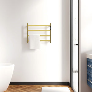 English Elm 22.5 Inch Brushed Gold 4 Bar Towel Warmer with Touchscreen Timer and Stainless Steel Build T3177P531176