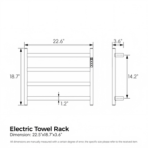English Elm 22.5 Inch Brushed Gold 4 Bar Towel Warmer with Touchscreen Timer and Stainless Steel Build T3177P531176