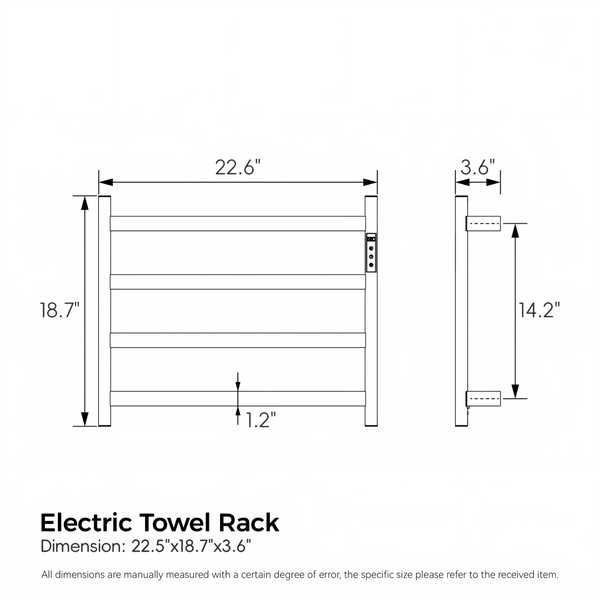 English Elm 22.5 Inch Brushed Gold 4 Bar Towel Warmer with Touchscreen Timer and Stainless Steel Build T3177P531176
