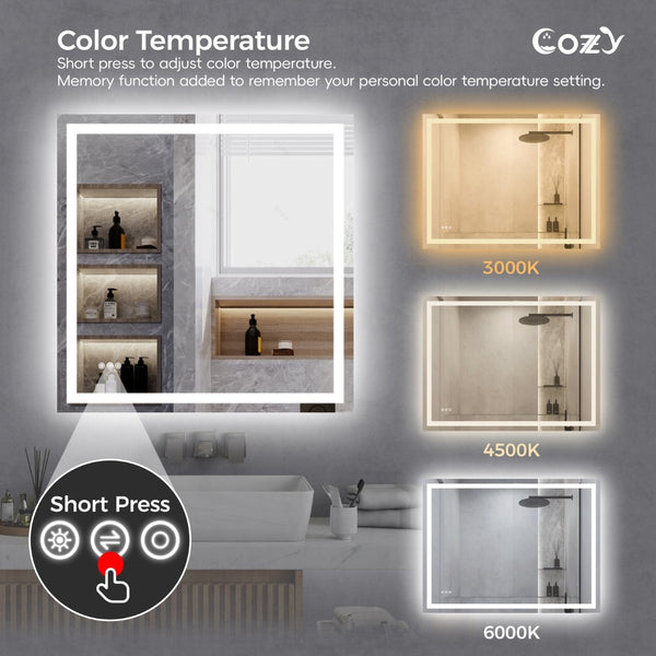 English Elm 24"x32" Led Vanity Mirror Dual Front Back Lit Anti-fog Dimmable Bathroom Wall Mount T3177P531188