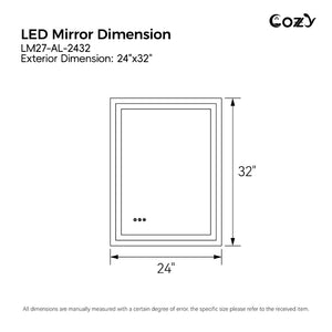 English Elm 24"x32" Led Vanity Mirror Dual Front Back Lit Anti-fog Dimmable Bathroom Wall Mount T3177P531188
