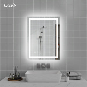 English Elm 24"x32" Led Vanity Mirror Dual Front Back Lit Anti-fog Dimmable Bathroom Wall Mount T3177P531188