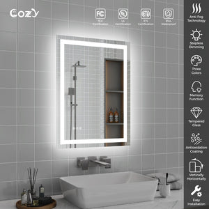 English Elm 24"x32" Led Vanity Mirror Dual Front Back Lit Anti-fog Dimmable Bathroom Wall Mount T3177P531188