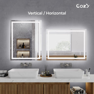 English Elm 24"x32" Led Vanity Mirror Dual Front Back Lit Anti-fog Dimmable Bathroom Wall Mount T3177P531188