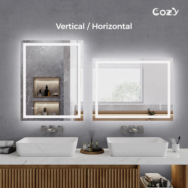 English Elm 24"x32" Led Vanity Mirror Dual Front Back Lit Anti-fog Dimmable Bathroom Wall Mount T3177P531188