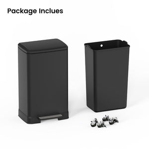 English Elm Black Stainless Steel Pedal Trash Can with Soft Close Lid and Removable Inner Bucket 14 Gallons T3177P544222