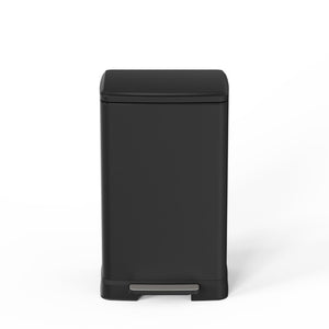 English Elm Black Stainless Steel Pedal Trash Can with Soft Close Lid and Removable Inner Bucket 14 Gallons T3177P544222