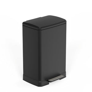 English Elm Black Stainless Steel Pedal Trash Can with Soft Close Lid and Removable Inner Bucket 17 Gallons T3177P544225