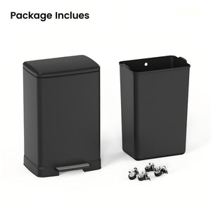 English Elm Black Stainless Steel Pedal Trash Can with Soft Close Lid and Removable Inner Bucket 17 Gallons T3177P544225
