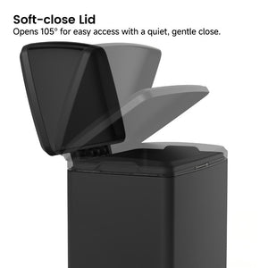 English Elm Black Stainless Steel Pedal Trash Can with Soft Close Lid and Removable Inner Bucket 17 Gallons T3177P544225