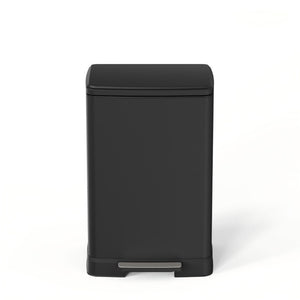 English Elm Black Stainless Steel Pedal Trash Can with Soft Close Lid and Removable Inner Bucket 17 Gallons T3177P544225