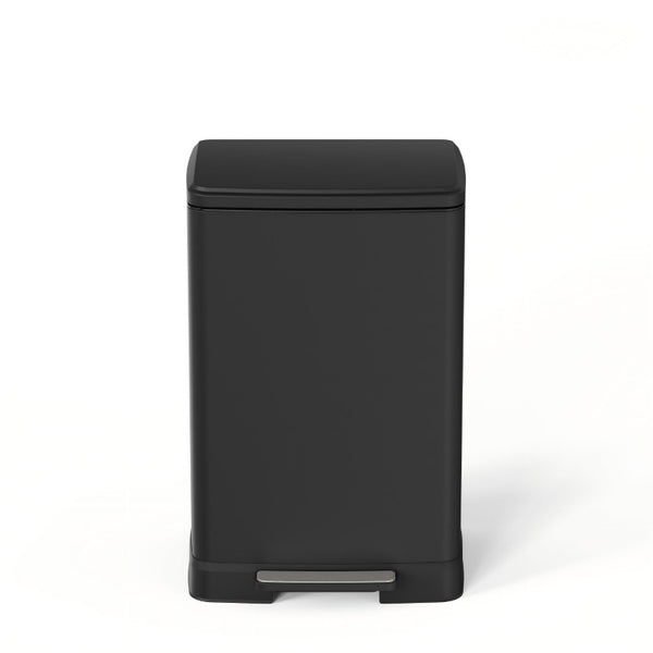 English Elm Black Stainless Steel Pedal Trash Can with Soft Close Lid and Removable Inner Bucket 17 Gallons T3177P544225