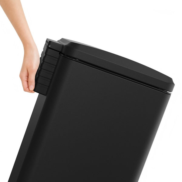English Elm Black Stainless Steel Pedal Trash Can with Soft Close Lid and Removable Inner Bucket 17 Gallons T3177P544225