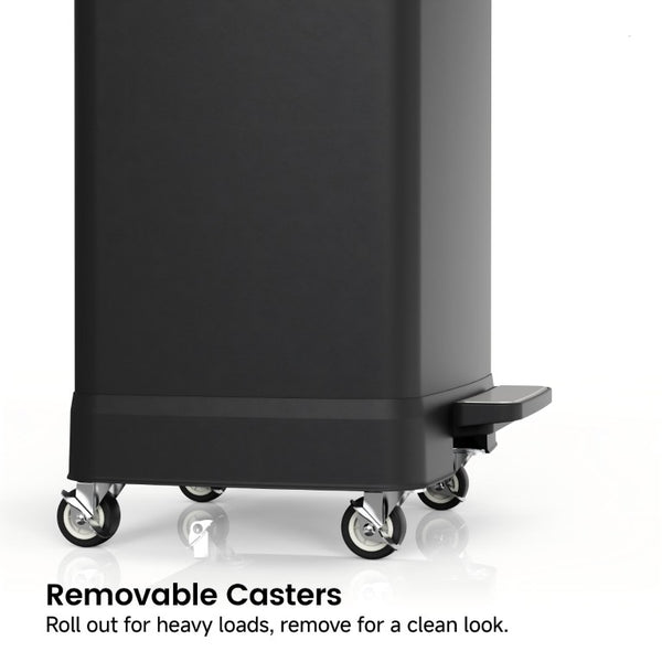 English Elm Black Stainless Steel Pedal Trash Can with Soft Close Lid and Removable Inner Bucket 17 Gallons T3177P544225