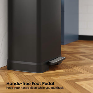 English Elm Black Stainless Steel Pedal Trash Can with Soft Close Lid and Removable Inner Bucket 17 Gallons T3177P544225