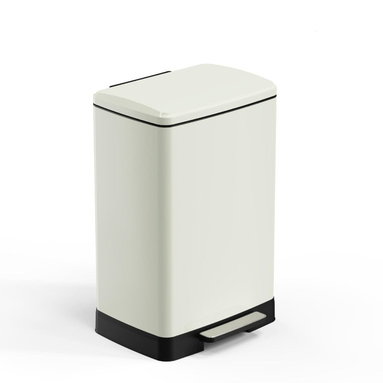 English Elm White Stainless Steel 17 Gallon Kitchen Bin with Soft Close Lid and Removable Bucket T3177P544227
