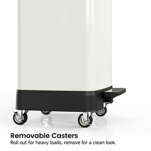 English Elm White Stainless Steel 17 Gallon Kitchen Bin with Soft Close Lid and Removable Bucket T3177P544227