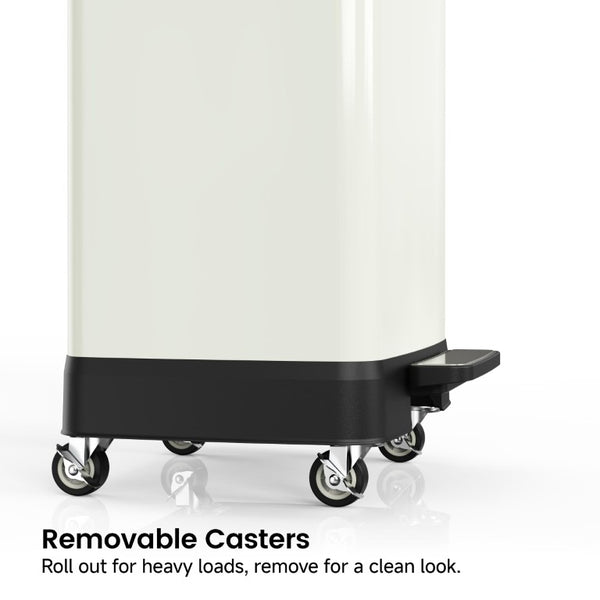 English Elm White Stainless Steel 17 Gallon Kitchen Bin with Soft Close Lid and Removable Bucket T3177P544227