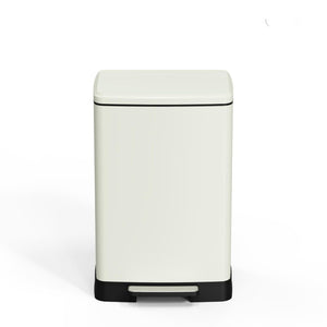 English Elm White Stainless Steel 17 Gallon Kitchen Bin with Soft Close Lid and Removable Bucket T3177P544227