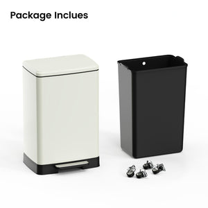 English Elm White Stainless Steel 17 Gallon Kitchen Bin with Soft Close Lid and Removable Bucket T3177P544227