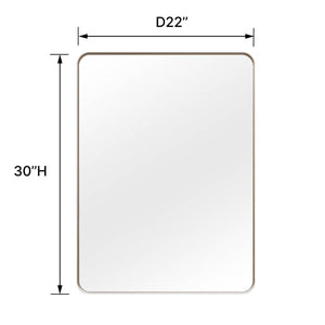 English Elm 22X30 Rounded Rectangle Wall Mirror Slim Aluminum Frame Moisture Resistant Vanity Bath T3177P603734