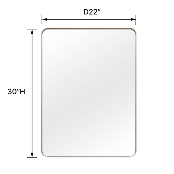 English Elm 22X30 Rounded Rectangle Wall Mirror Slim Aluminum Frame Moisture Resistant Vanity Bath T3177P603734