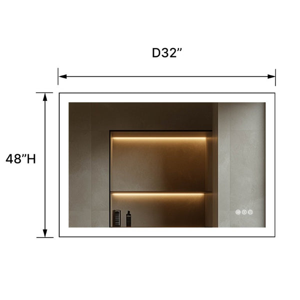 English Elm 32X48 Inch LED Vanity Mirror with Anti-Fog Aluminum Frame and Stepless Dimming T3177P603737