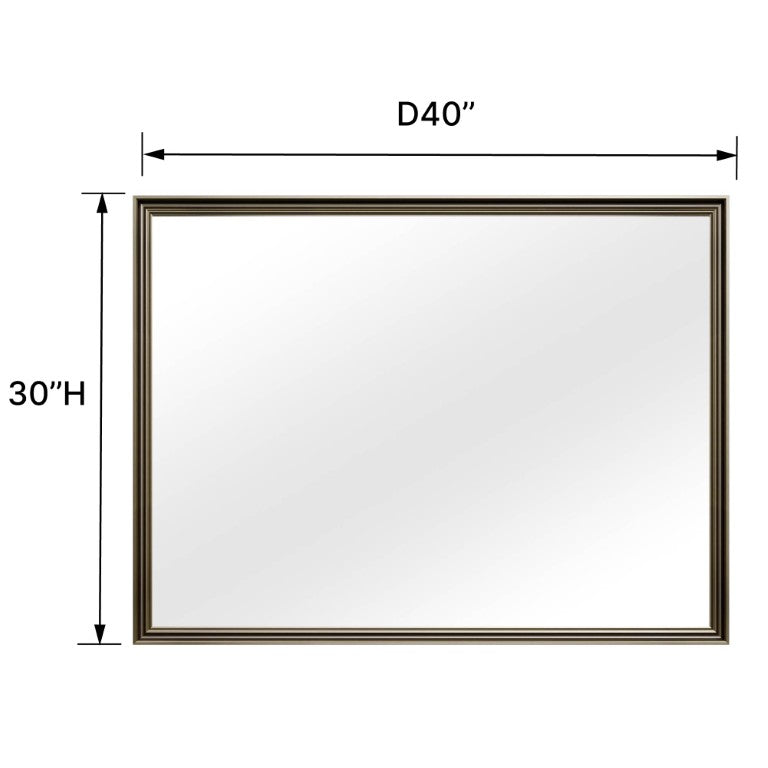 English Elm 30X40 Inch Vintage Black Wood Grain Frame Bathroom Wall Mirror with Tempered Safety Glass T3177P603742