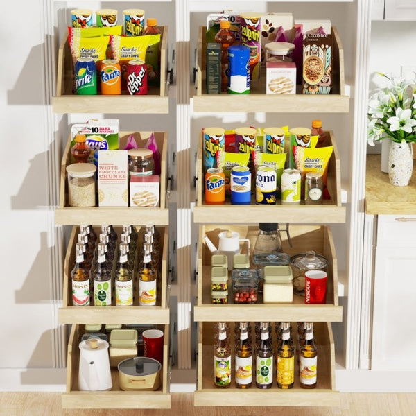 English Elm Pull Out Cabinet Organizer Birch Oak Pantry Drawer with Hard Close Full Extension Slides T3210P277232