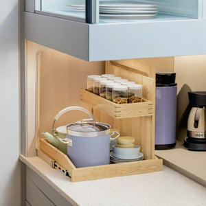 English Elm Under Sink Pull Out Cabinet Organizer with Soft Close Birch Wood 2 Tier Storage T3210P277411