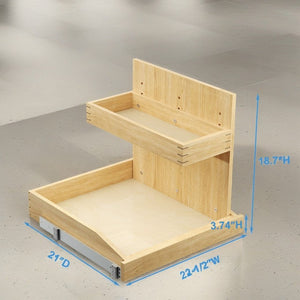 English Elm Under Sink Pull Out Cabinet Organizer with Soft Close Birch Wood 2 Tier Storage T3210P277411