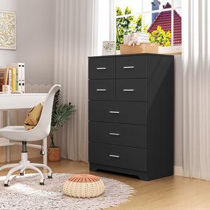 English Elm Wooden Seven Drawer Vertical Organizer with Built-in Outlet for Bedroom or Office Black T3210P477354