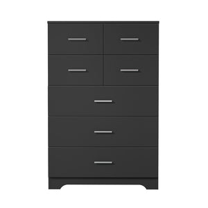 English Elm Wooden Seven Drawer Vertical Organizer with Built-in Outlet for Bedroom or Office Black T3210P477354