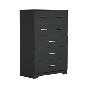 English Elm Wooden Seven Drawer Vertical Organizer with Built-in Outlet for Bedroom or Office Black T3210P477354