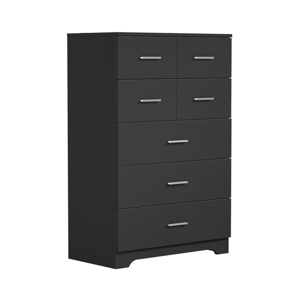English Elm Wooden Seven Drawer Vertical Organizer with Built-in Outlet for Bedroom or Office Black T3210P477354