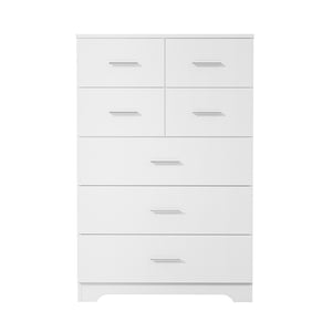 English Elm Wooden Seven Drawer Vertical Organizer with Built-in Outlet for Bedroom or Office White T3210P477355